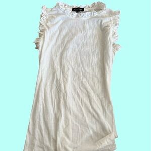 Wilfred White Ruffle Sleeve Ribbed Tank Top